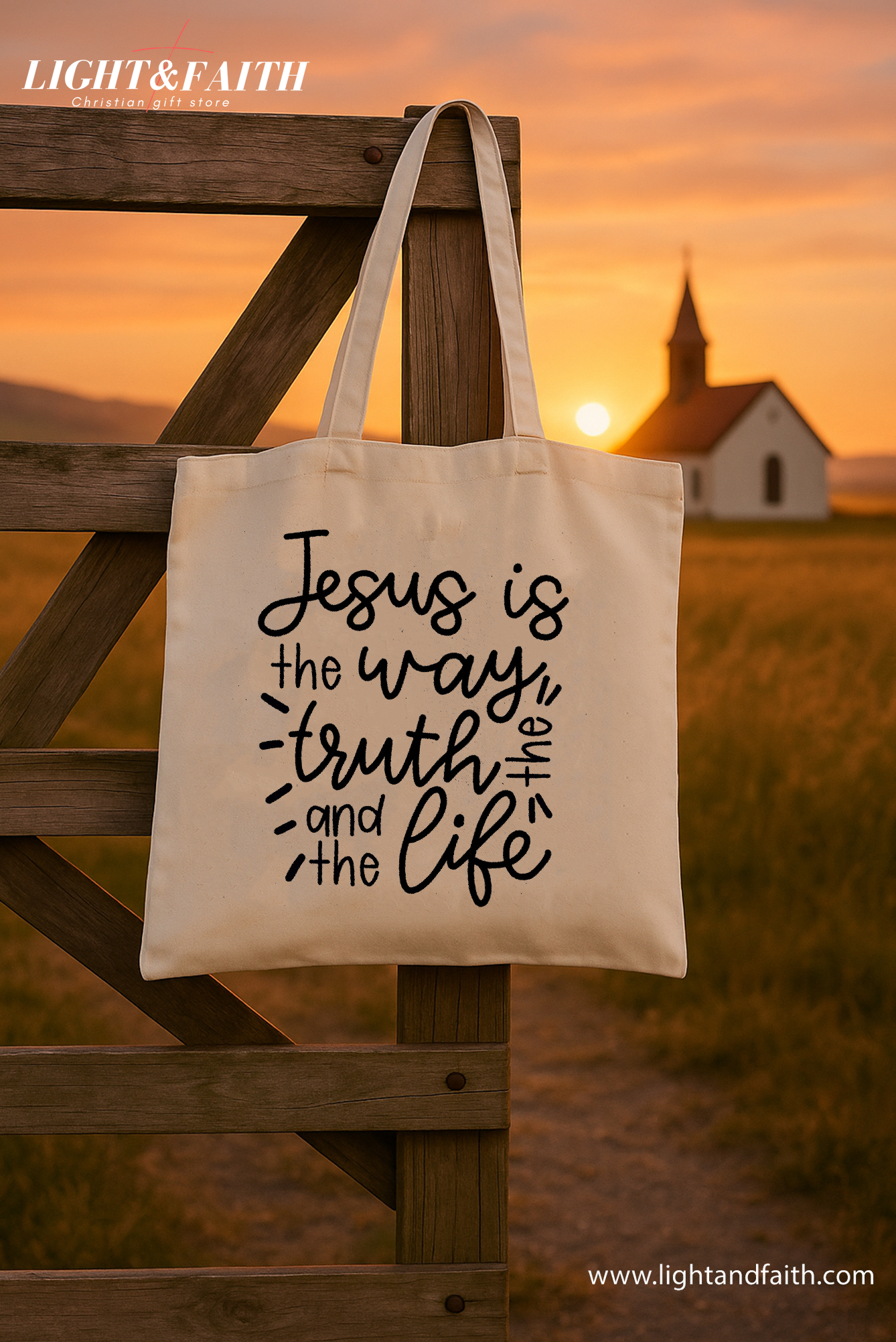 Jesus is the Way Canvas Tote Bag – Christian Bible Verse Tote – Bible Study Bag – Gift for Christian Girl – Religious Accessories – Faith-Based Gift for Her TBLAF13